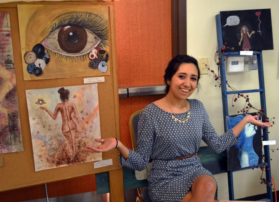 Senior Marisa Saldana showcases her artwork. 