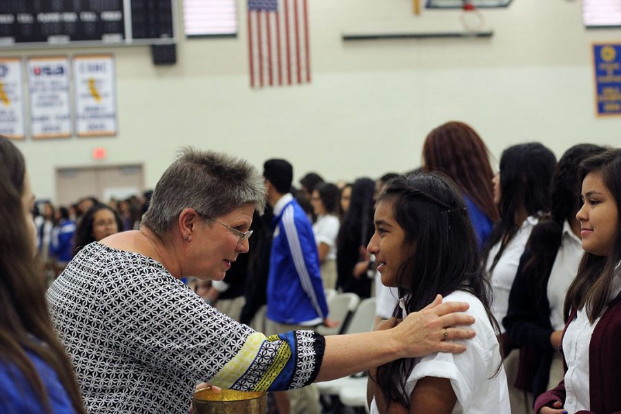 Students are offered blessings as well as Eucharist.