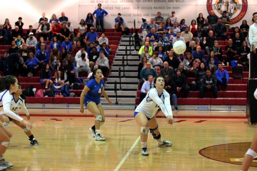 Senior Camille Ferguson starting off the play. 