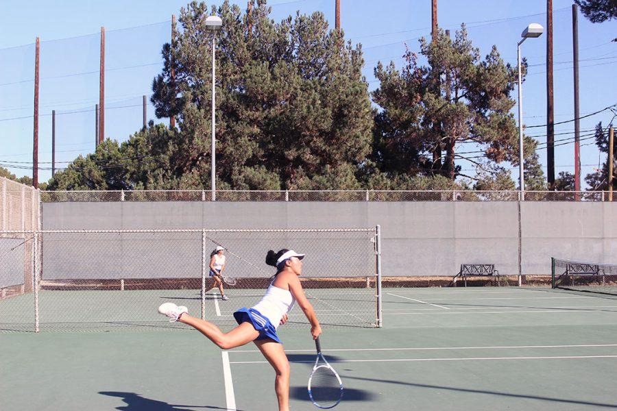 Kalea Fajardo finishes the serve.