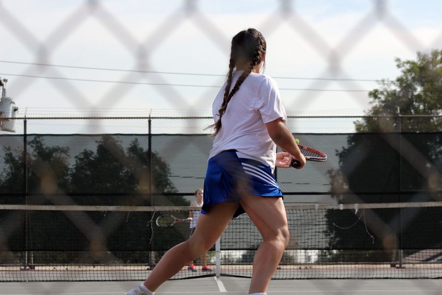 Carina Giancanelli prepares to return the serve.