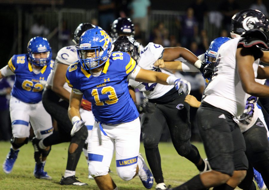 Benjamin Garcia defending for Bishop Amat.