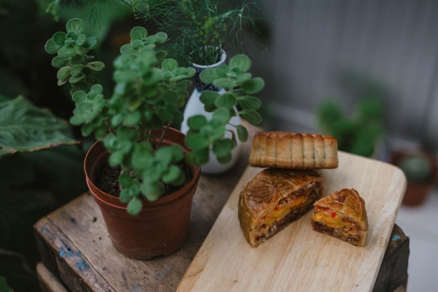 Traditional Mooncake on a plate