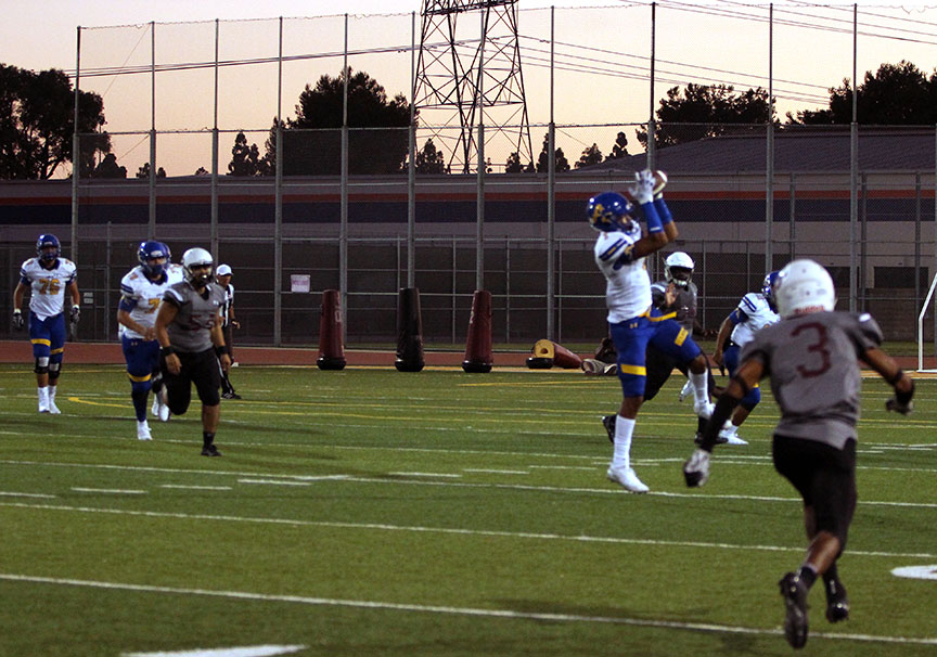 WR Kyran Hayes makes a leaping catch. 