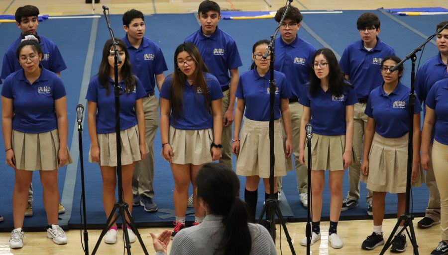 The chamber singers are showing off some of the songs. 