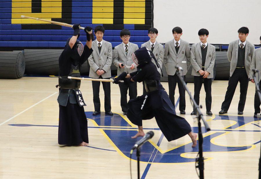 The Kendo boys are putting on some entertainment for us. 