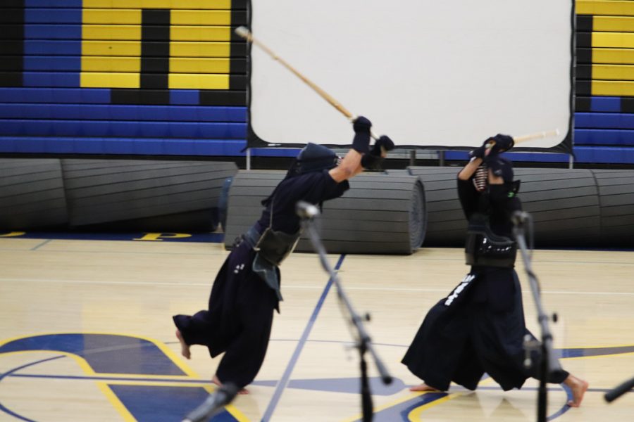 The Kendo boys show off some of their fighting techniques. 