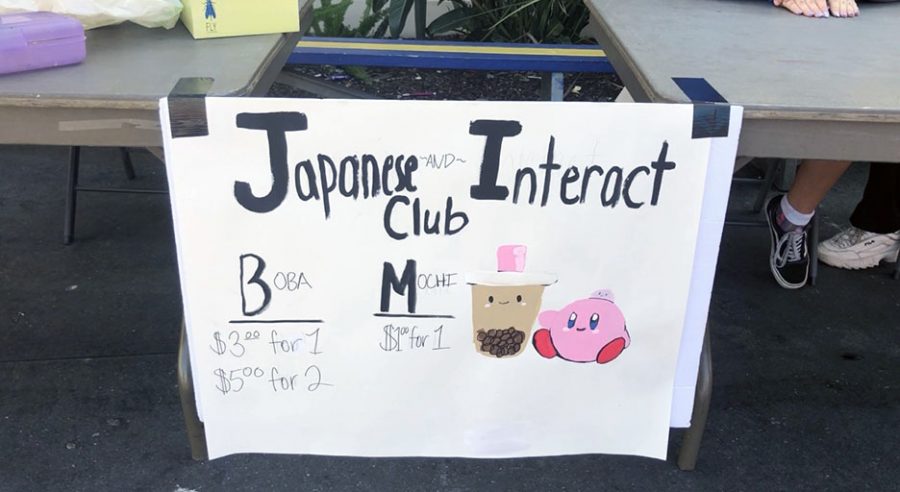 Sign of the sale for the Japanese and Interact club made by the member,