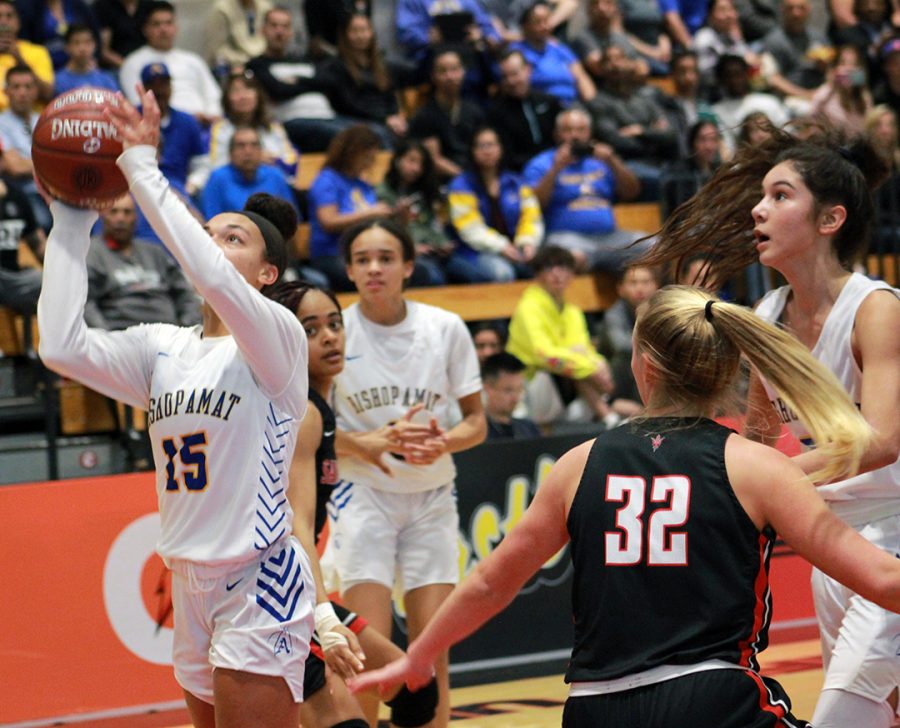 Senior Morgan Rust goes up for a layup.