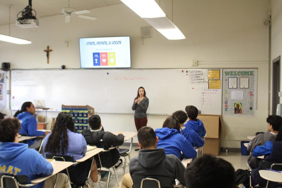 Ms. Semen teaching freshman students in first period