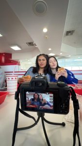 Mia Esquivel and Jazzyln Corzo eat at In-N-Out in Baldwin Park. The two surveyed Amat students about their favorite half-day eats.