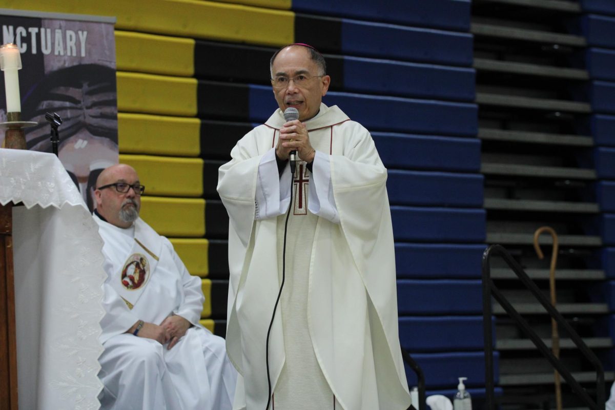 Bishop Nunes presents a homily to the students. This homily was eye opening for many of the students. 